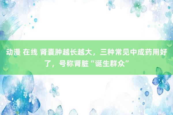 动漫 在线 肾囊肿越长越大，三种常见中成药用好了，号称肾脏“诞生群众”
